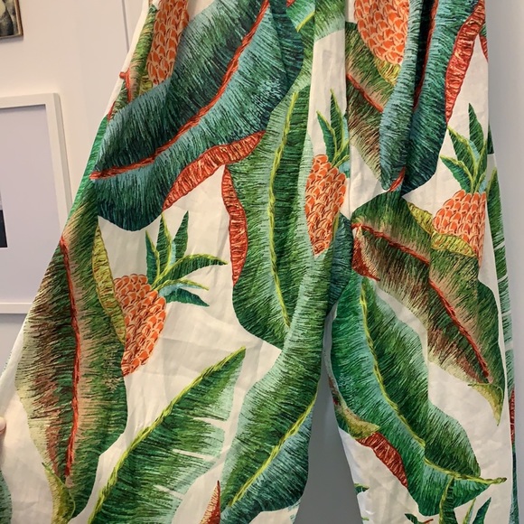 FARM Rio Tropical Print Wide Leg Pants - Green and White - Picture 9 of 9